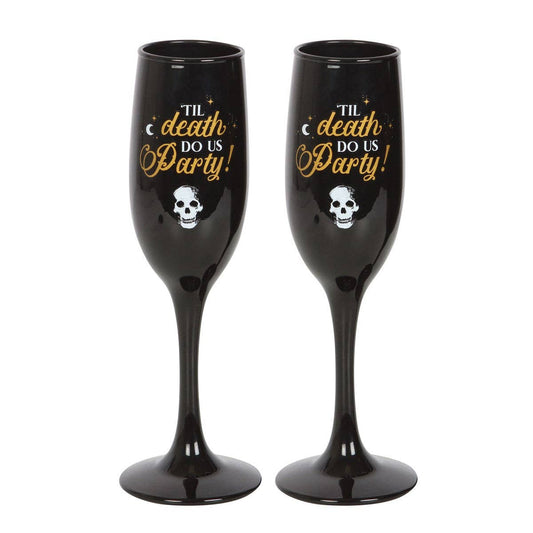 Something Different Til Death Us Do Party champagne flutes