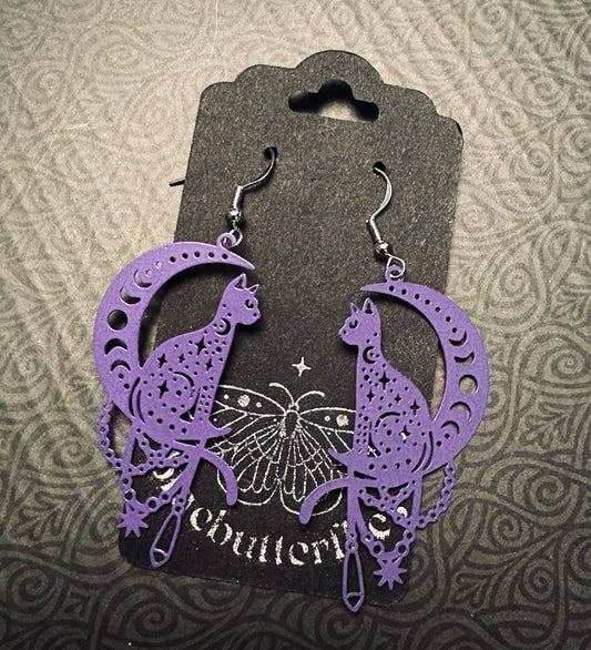 blacbutterflies Cat Moon earrings