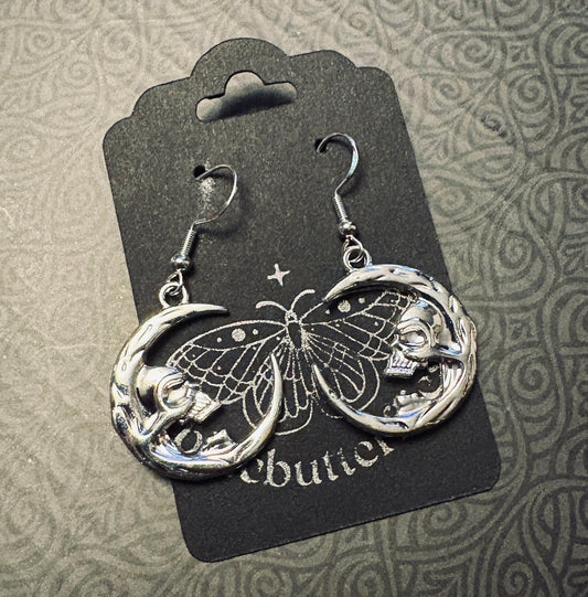 blacbutterflies Crescent Skull Earrings