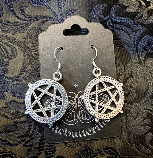 Blacbutterflies Large Pentagram Earrings textured