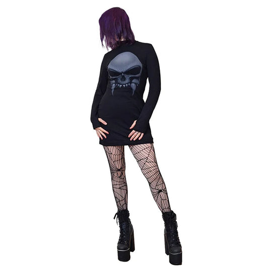 Necessary Evil Athena vampire skull mini dress