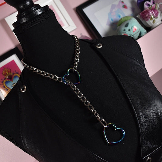 Naughty Pawsies Rainbow Heart 19½" pull choker