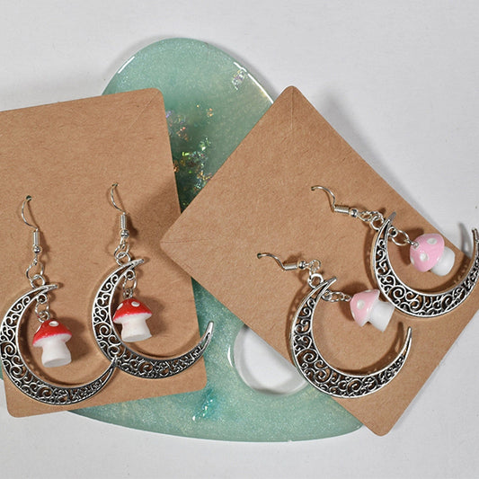 Naughty Pawsies Mushroom Moon earrings