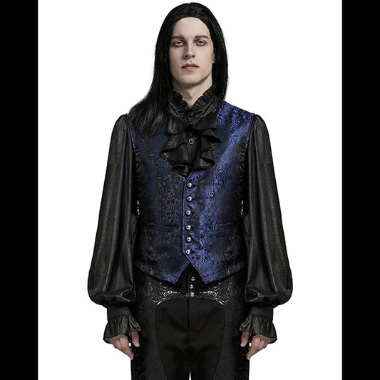 Punk Rave Aristocrat formal jacquard blue waistcoat