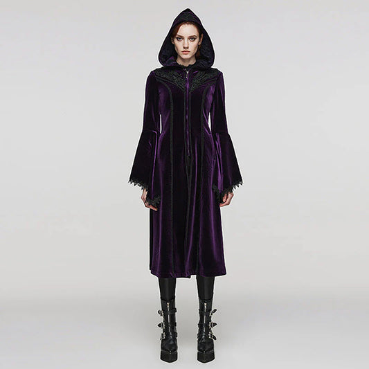 Punk Rave Goth Gorgeous purple velvet hooded coat