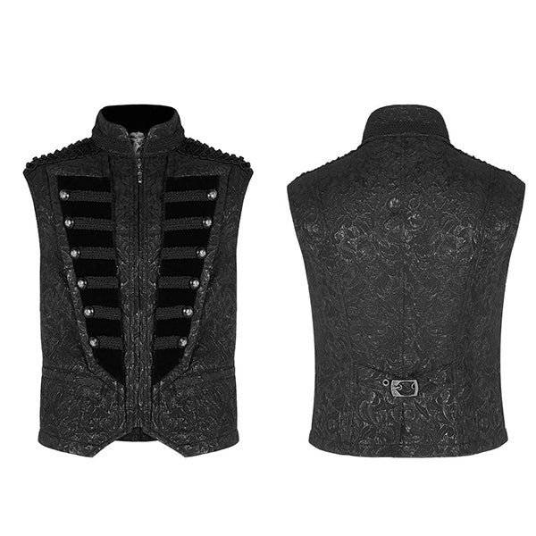 Punk Rave Gothic jacquard black waistcoat