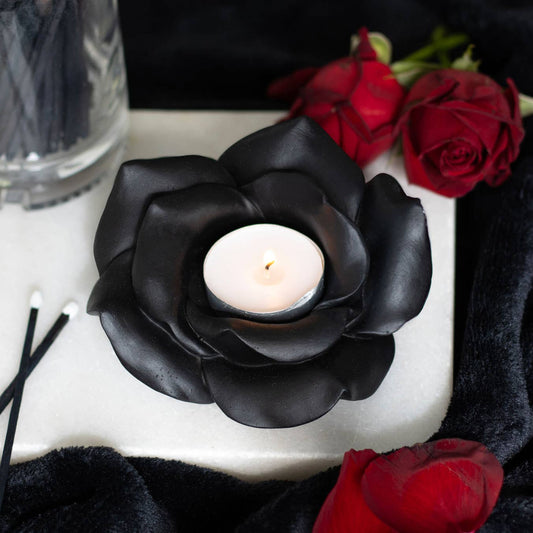 Something Different Black Rose tealight holder